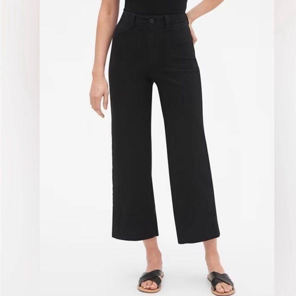Gap High Rise Wide Leg Chino Crop Black Womens 10 Tall NEW - Picture 12 of 13